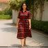 Check Print Rayon Cotton Fabric- F4495